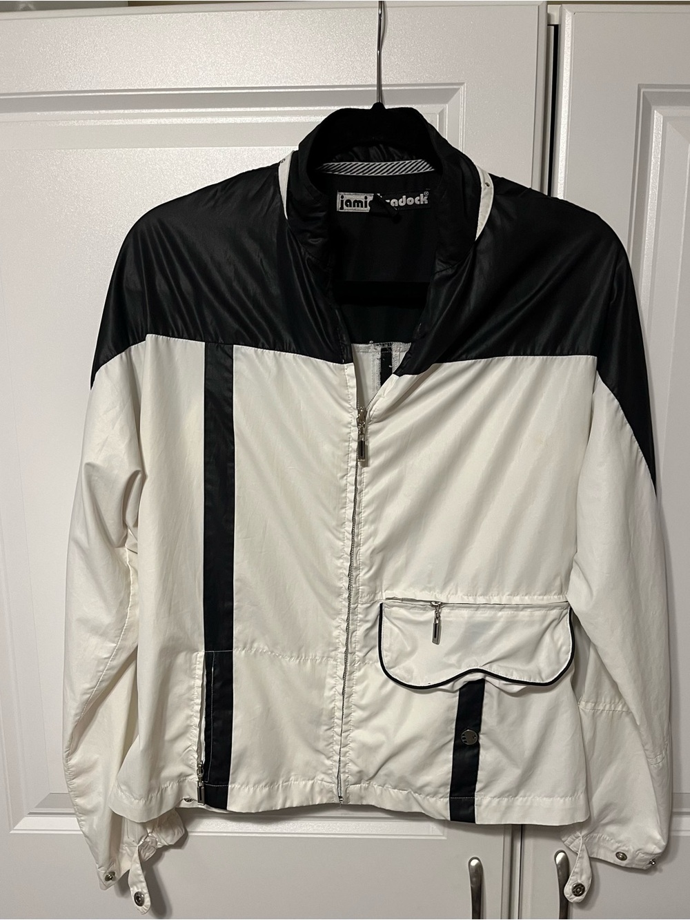 jamie sadock Black Jacket with White Trim and Diagonal Stripe-M